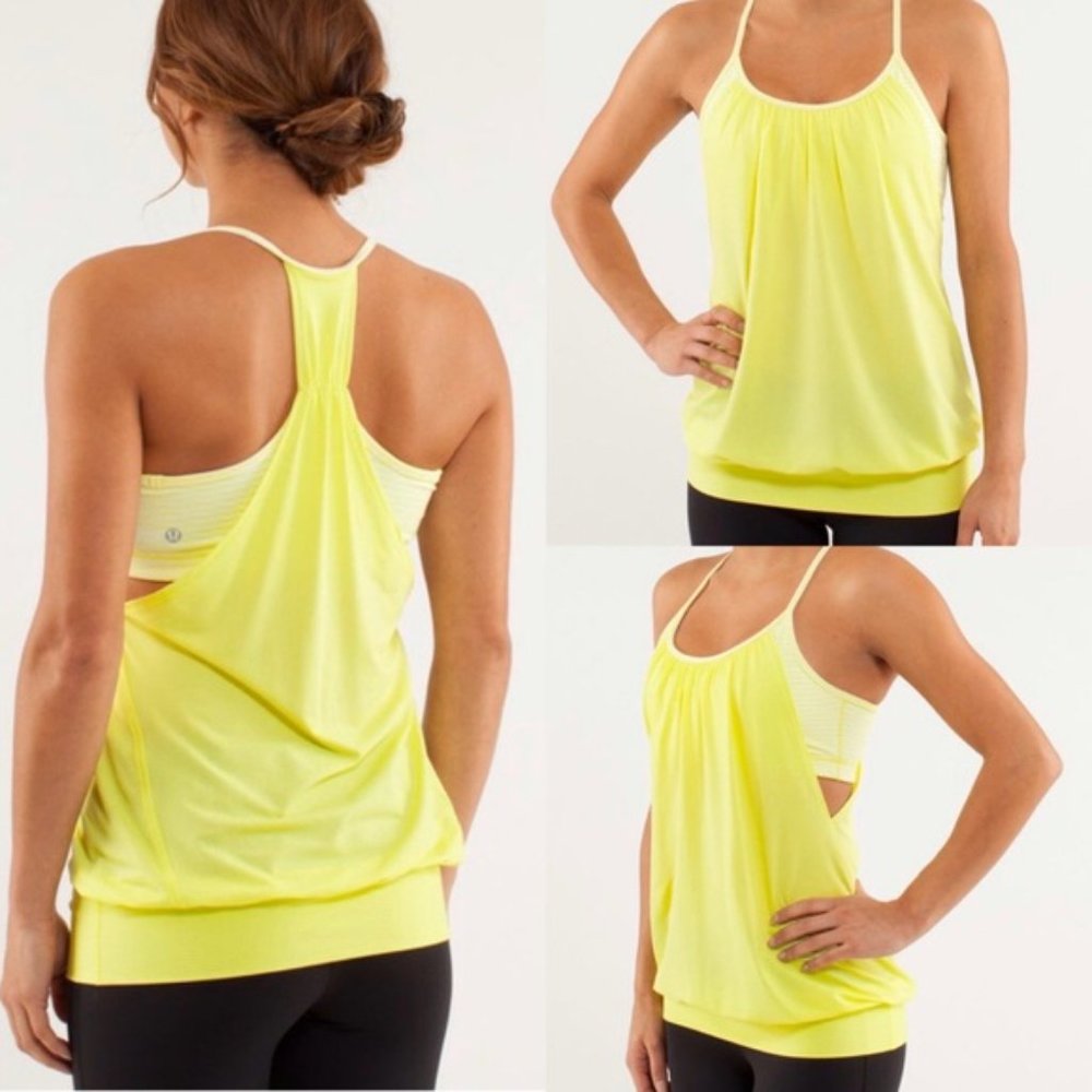 lululemon No Limits Tank Top Yellow Built-in Bra | Size 4